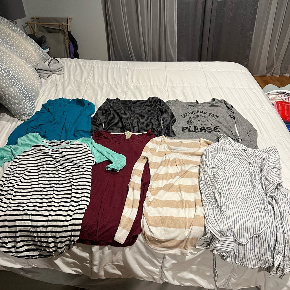 Maternity shirt bundle long and short sleeve.